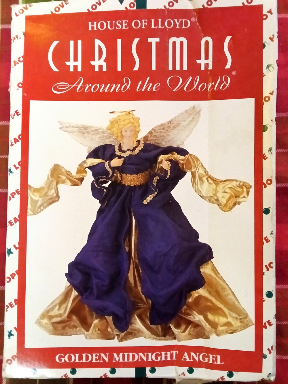 House of Lloyd Golden Midnight Angel Tree Topper in Purple and Gold